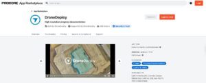 A screenshot of as webpage showing DroneDeploy integration with Procore
