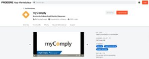 A screenshot of as webpage showing MyComply integration with Procore