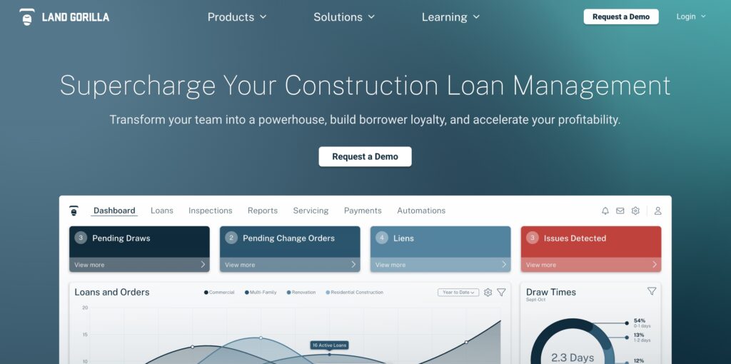 A screenshot of the land gorilla homepage