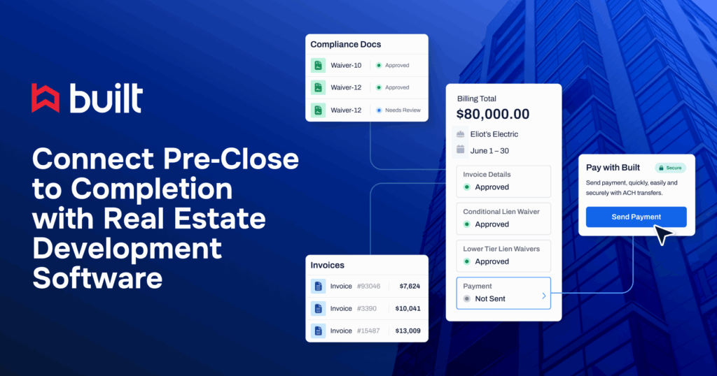 Open Graph image highlighting how Built connects pre-close to completion with real estate development software.