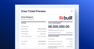 A completed draw ticket with payee code, routing/account numbers, and GL information visible.