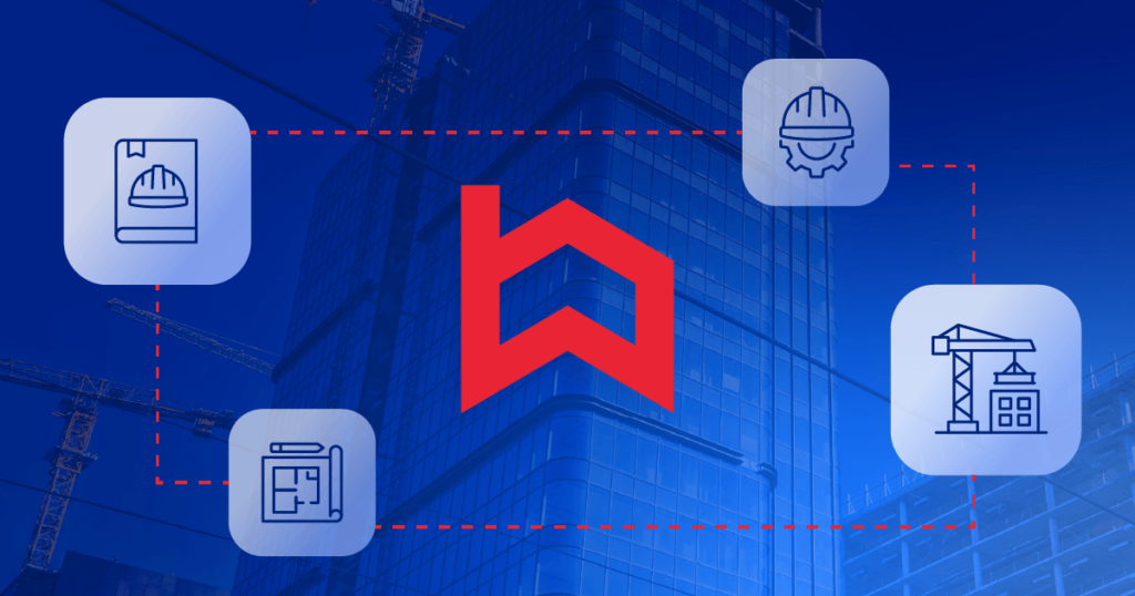Built platform connecting construction plans, project management, workforce, and general contractor operations across a commercial construction project.